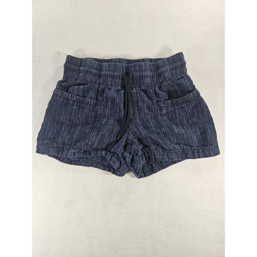 Athleta Womens Cabo Linen Textured Shorts Size 4 Blue Casual Comfort Summer
